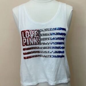 VS PINK Sequined Flag Tank Top